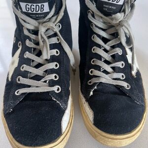 Golden Goose Francy Black Suede High-Top Sneakers with White Star